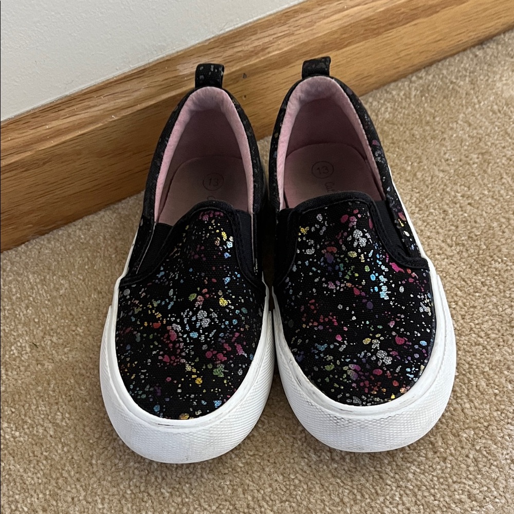 Cat & Jack Black Multicolor Kids Slip-On Sneakers